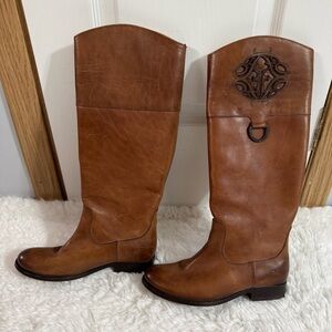 Frye Brown Leather Knee High Western Cowgirl Boots Size 6.5